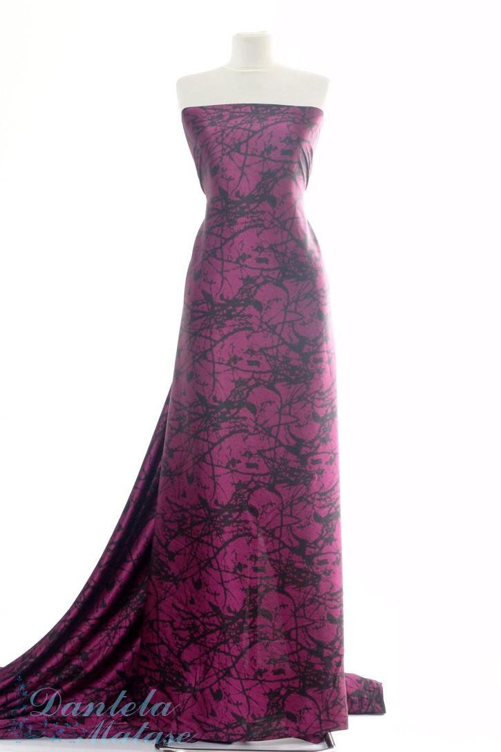 SATIN Imprimeu Abstract Roz-Negru